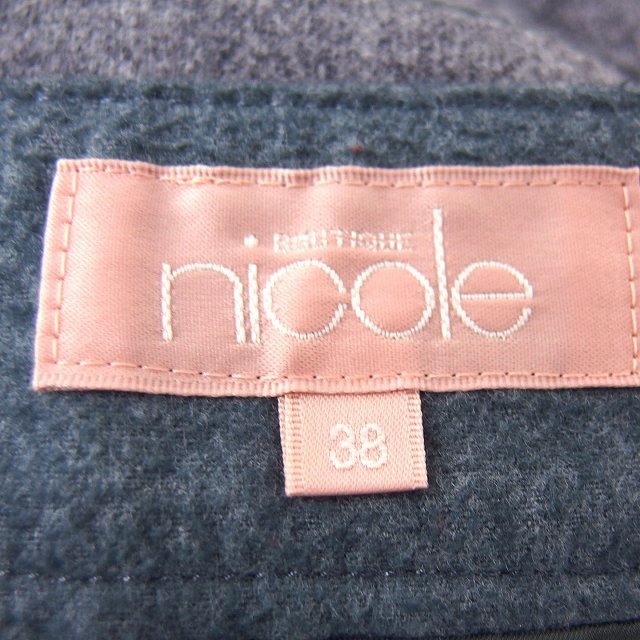 ブティックニコル boutique NICOLE スカート フレア ティアード ひざ丈 ひざ下 ウール混 サイドジップ 38 グレー /NT24 レディース_画像3