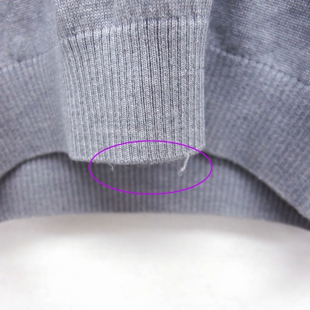 カオン Kaon 切替 セーター ニット 長(zhǎng)袖 Vネック レース 透け感 切替リブ ウール 毛 S グレー 灰 /HT22 レディース