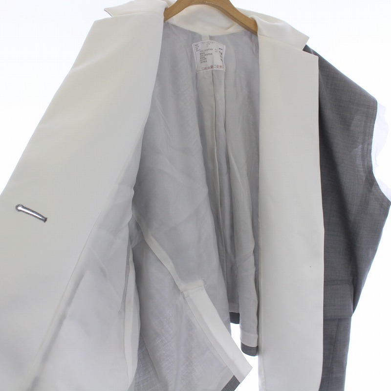 サカイ sacai 21SS Suiting Jacket テーラードジャケット ベスト オーバーサイズ カットオフ 2 M グレー ホワイト 白  21-05521 /KH レディ