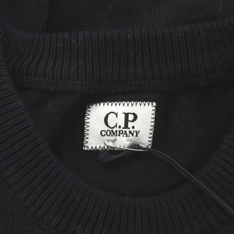 未使用品 シーピーカンパニー C.P.COMPANY LENS CREW Knit ニット セーター コットン 長袖 56 XL 黒_画像3