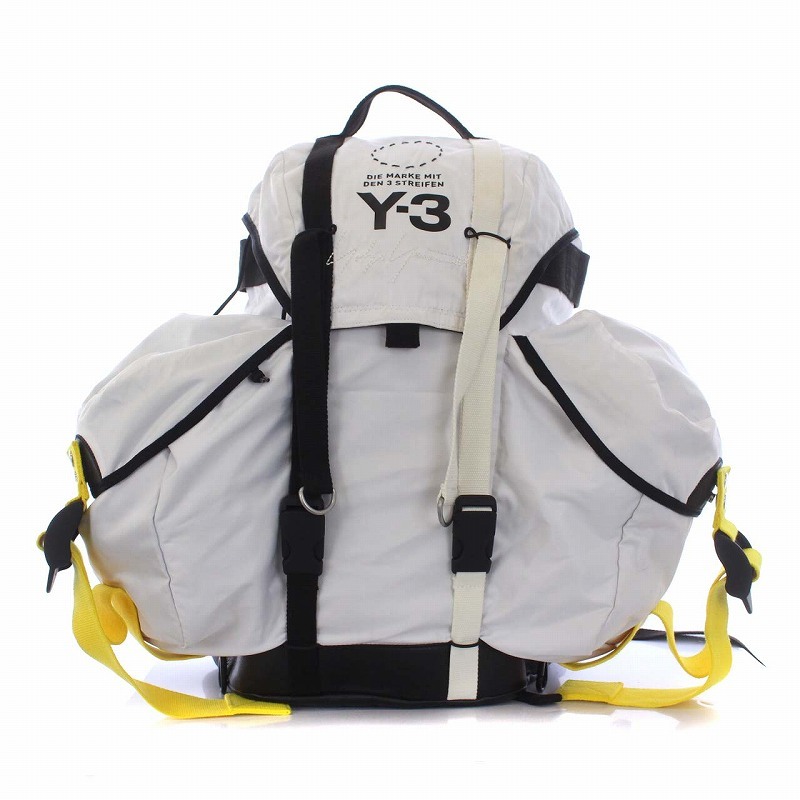 ワイスリー Y-3 アディダス ヨウジヤマモト Utility Backpack Bag リュックサック デイパック バッグ レザー 切替 白 黒_画像1