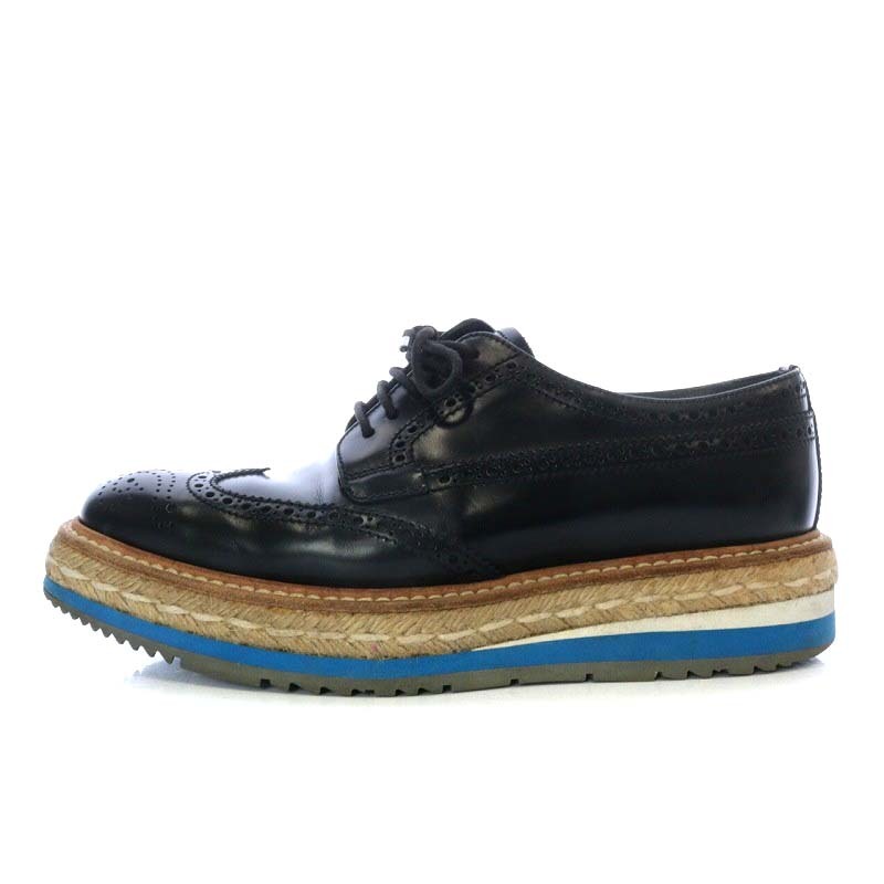 プラダ PRADA オックスフォードシューズ レースアップ エスパドリーユ