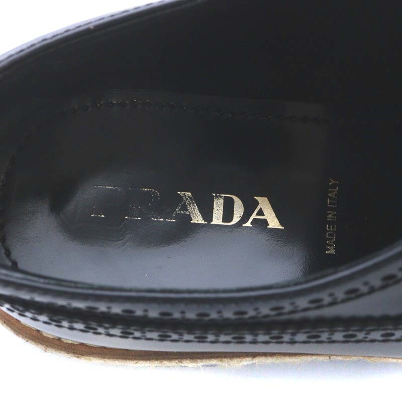 プラダ PRADA オックスフォードシューズ レースアップ エスパドリーユ