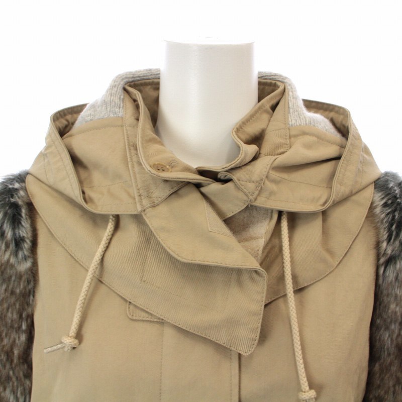  unused goods rouge vif Rouge vif sleeve eko fur coat f- Delon g wool 38 M beige /NW33 lady's 