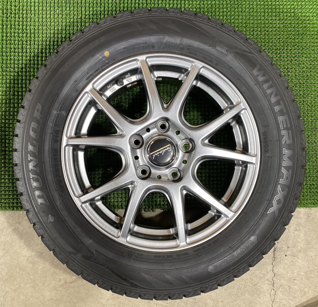 195/65R15 DUNLOP【2017年】(社外アルミホイール) 15X6J ET52 5H/114,3 4本セット！_画像4