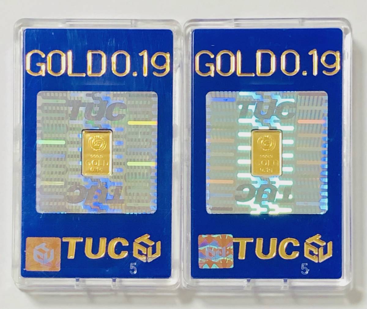 純金 インゴット 0.1g ケース入り K24 999.9 ゴールド 徳力 2個セットの画像1