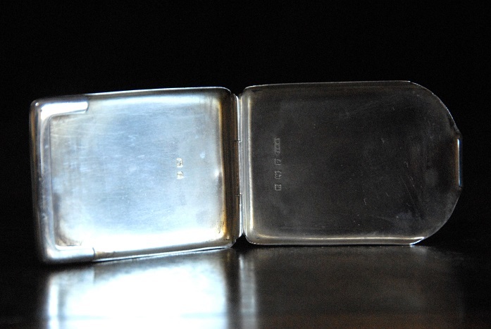  antique 1930 year original silver made rare . skill. exist Match case (l-40)[ Yu-Pack free shipping ]