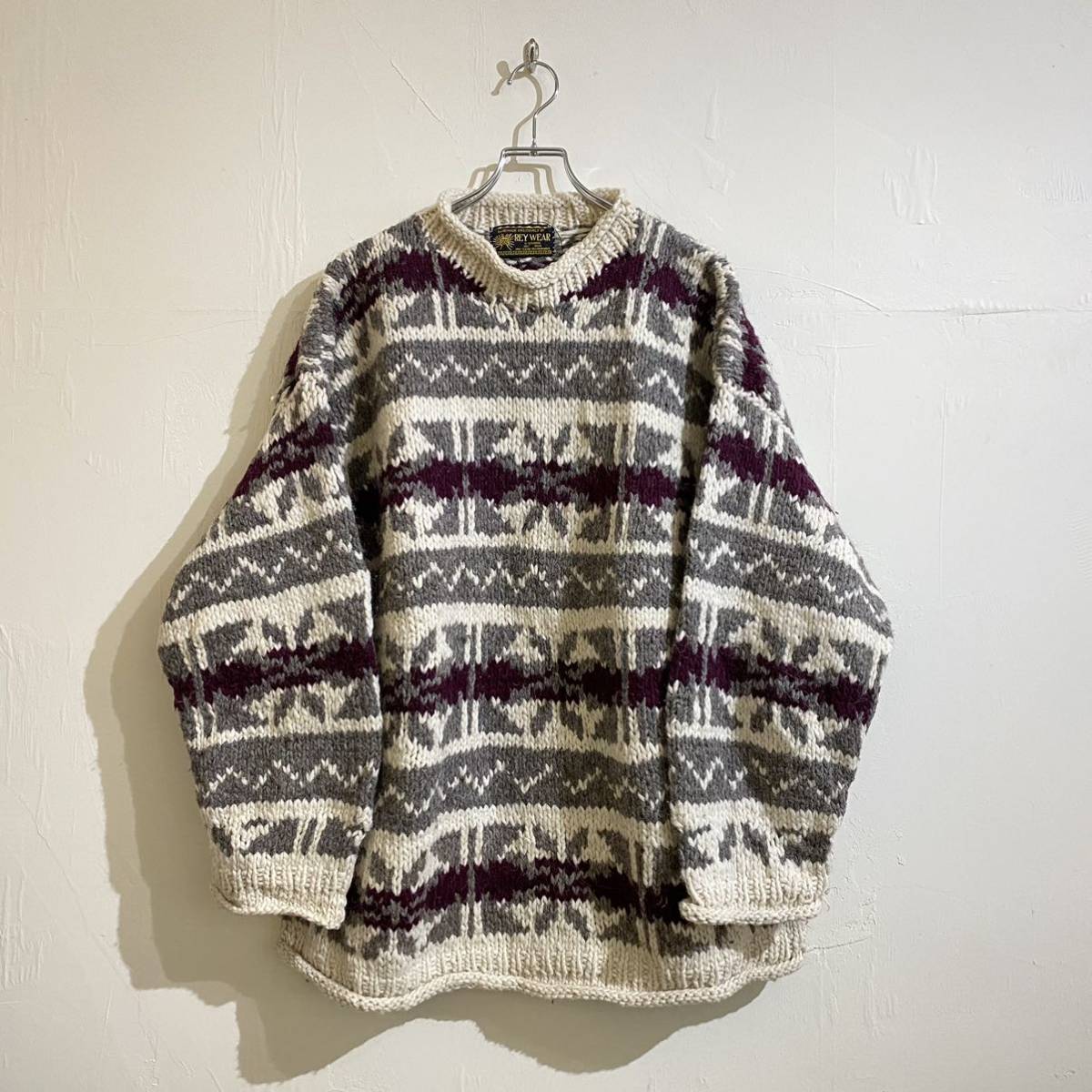 vintage Ecuador wool heavy sweater 古着 ビンテージ ニットセーター ウールセーター ヘビーセーター エクアドルニット 60s 70s 柄ニット
