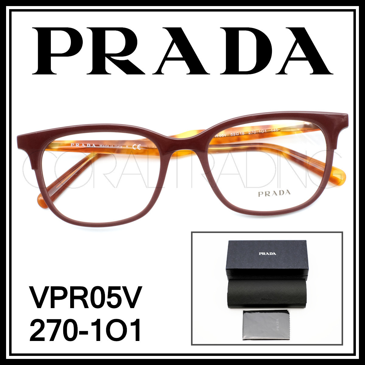 新品本物 PRADA PR05VV VPR05V プラダ セルフレーム ウェリントン