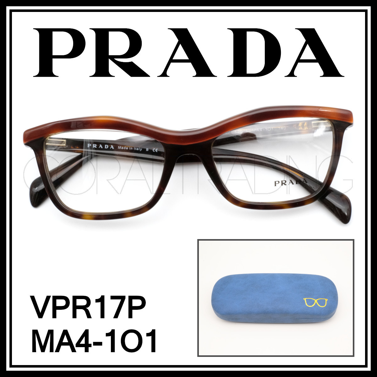 新品本物 PRADA PR17PV MA4-1O1 べっ甲柄 バイトーン プラダ VPR17P セルフレーム ウェリントン サーモントブロー メガネ 眼鏡 006 Yahoo!フリマ（旧）のサムネイル