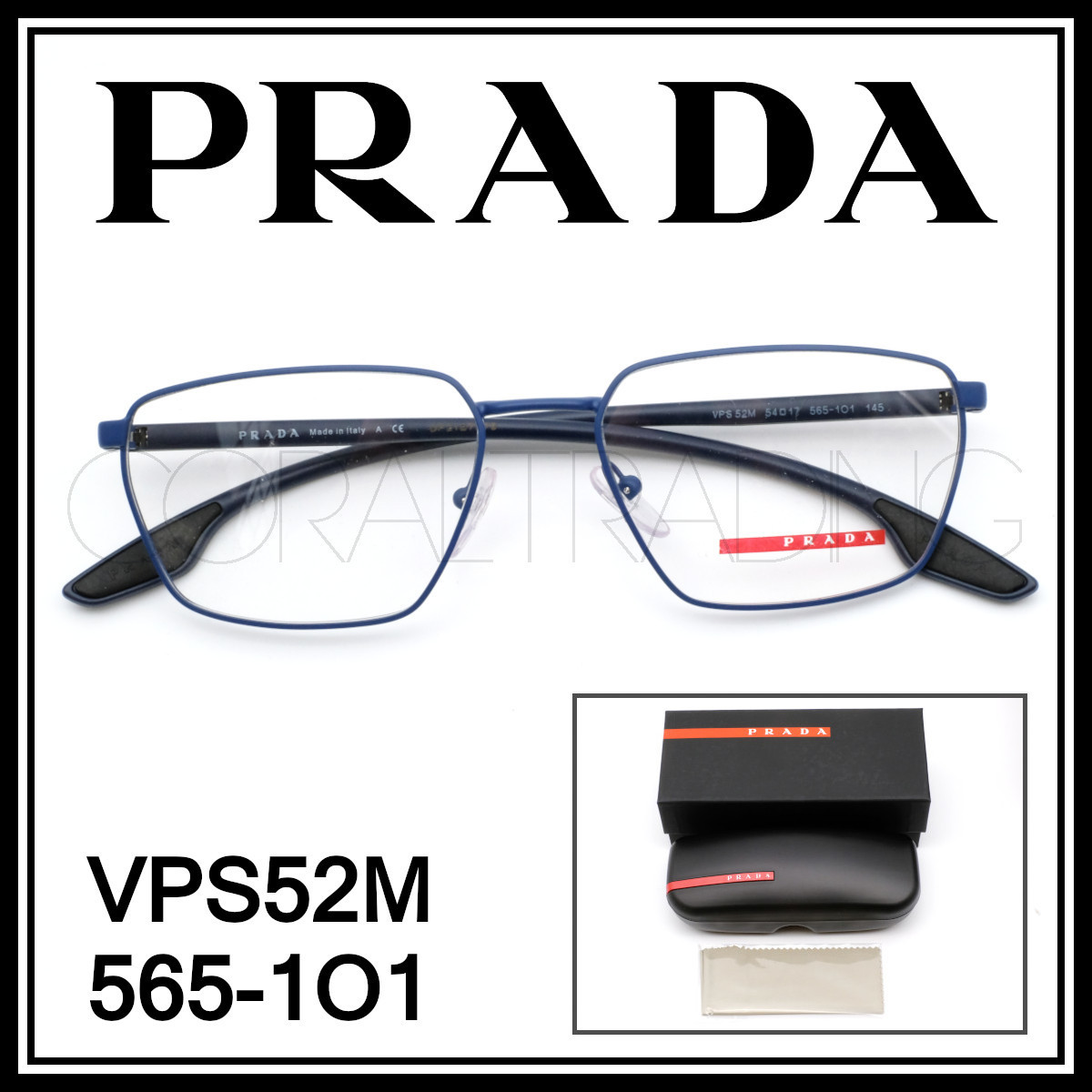 ★新品本物！PRADA VPS52M PS52MV ブルー/ネイビー プラダ 軽量フレーム プラダスポーツ リネアロッサ ウェリントン メンズ レディース 38_画像1