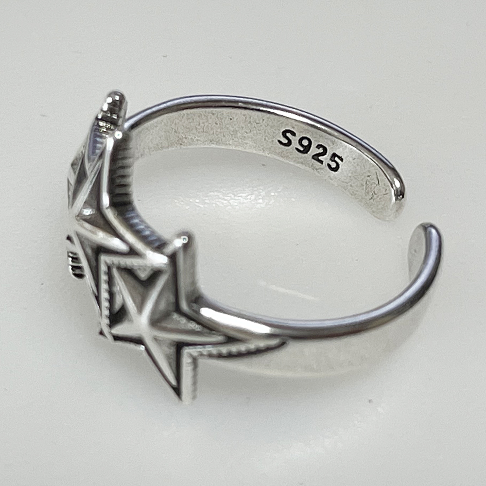  ring .. star 3 ream Star s lease ta-3. star da bidet. star ring star pen ta gram C ring free size silver lady's accessory 