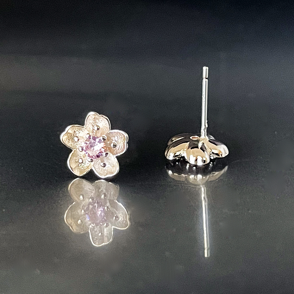 ピアス シルバー 桜 さくら チェリーブロッサム スタッド ピンク ジルコニア レディース アクセサリーの画像6