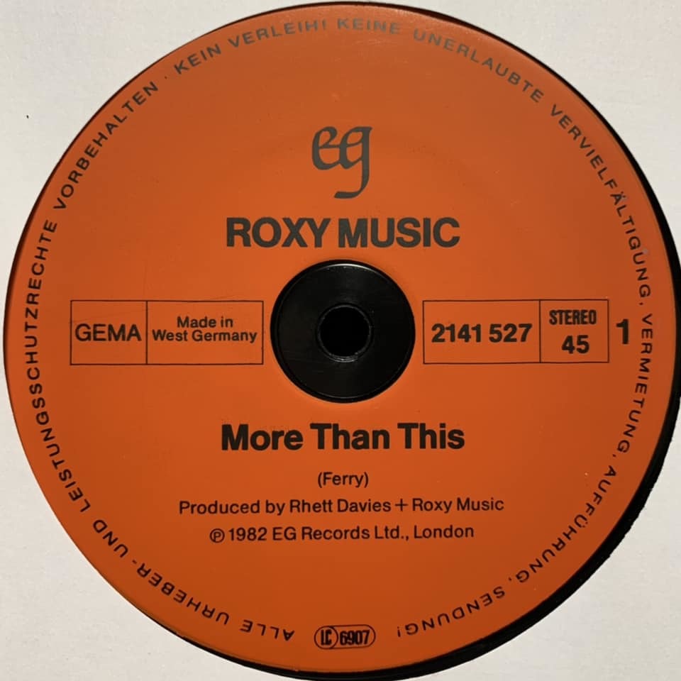 ◆ Roxy Music - More than This　◆12inch ドイツ盤　大ヒット!_画像2