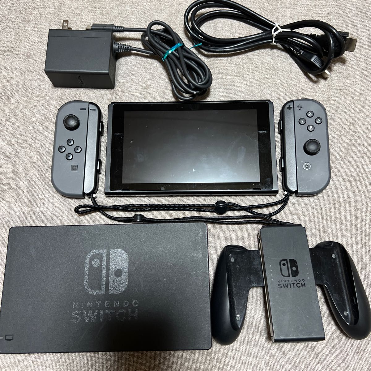 ニンテンドースイッチ Nintendo Switch 任天堂 グレー 本体 一式 セット 付属品全て 完品 美品 完全品 全部付き