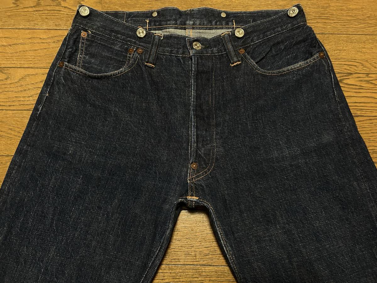*WARE HOUSE Warehouse LOT 1004XX 1936 model sinchi back suspenders button cell bichi Denim pants dark blue made in Japan 34 BJBC.A