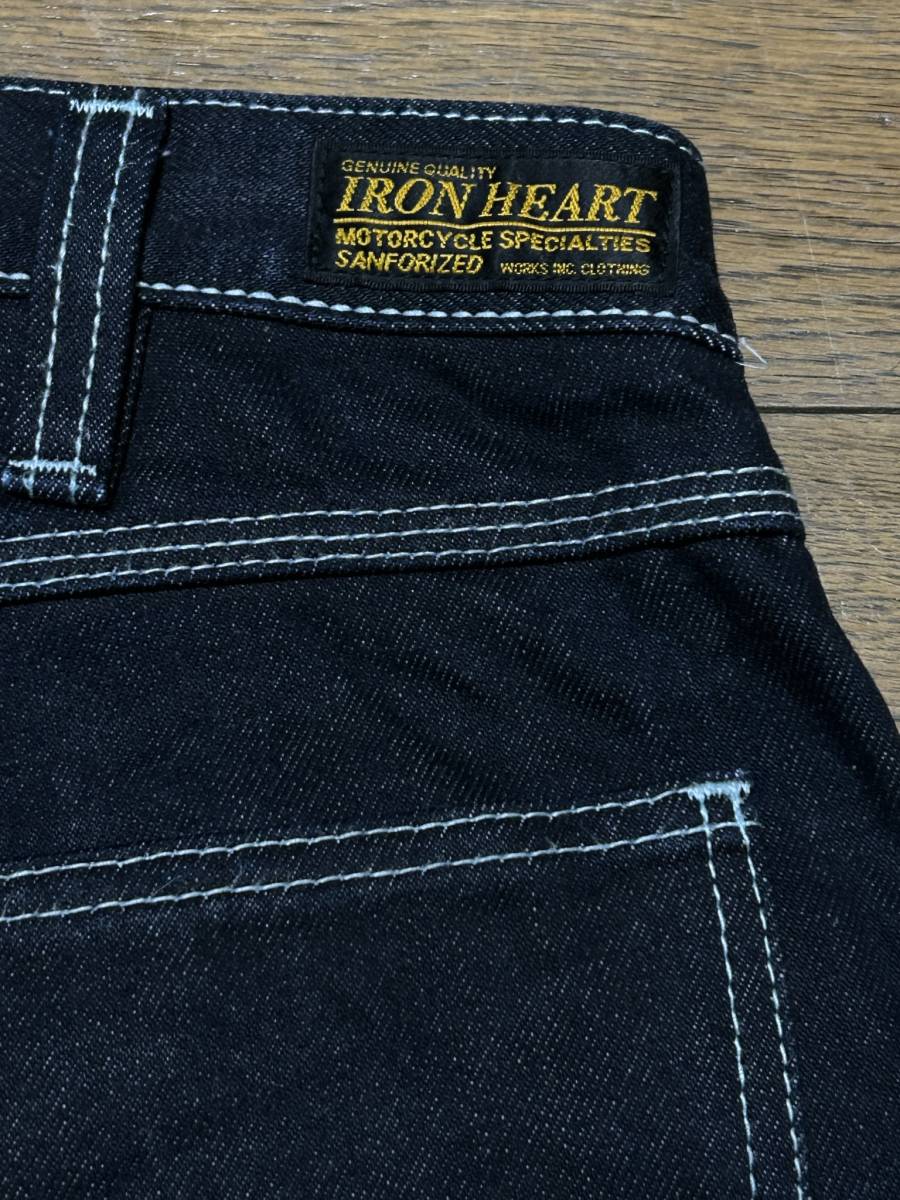 *IRON HEART железный Heart двойной колено Work Denim брюки темно синий сделано в Японии большой размер 36 BJBC.A