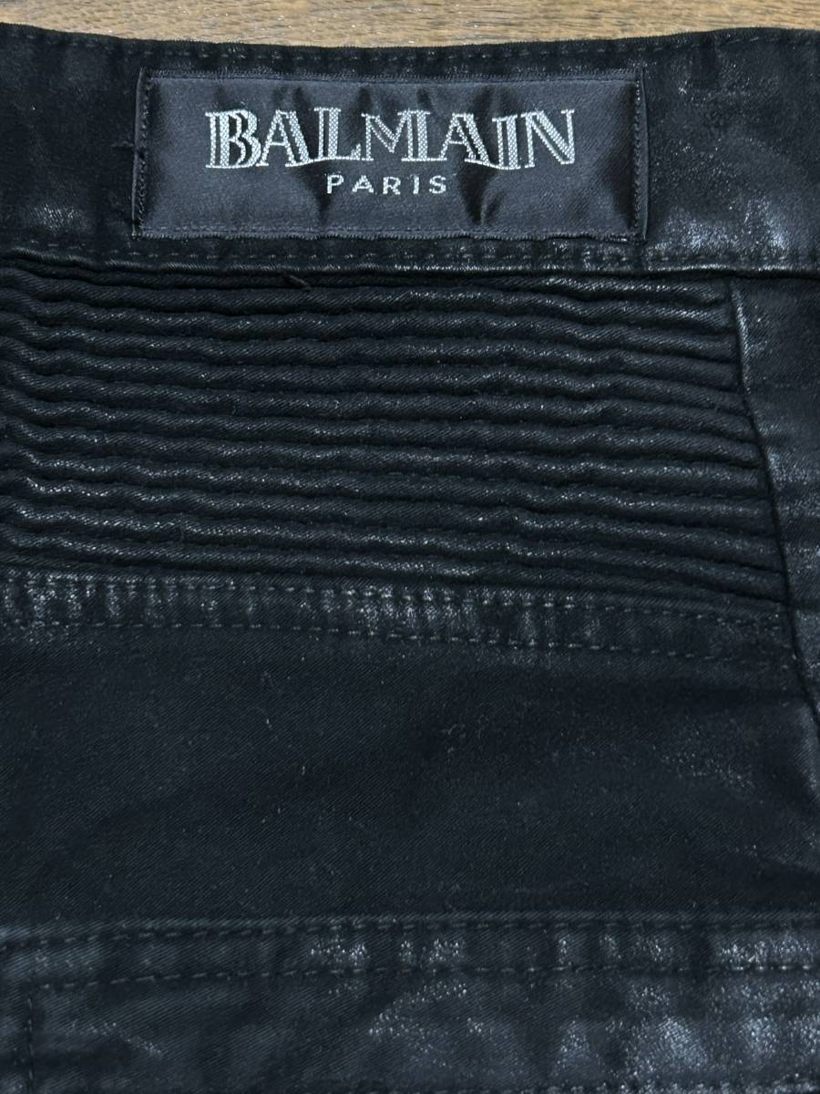 ※BALMAIN バルマン バイカー 裾ジップ コーティング コットンパンツ ブラック 日本製 29 　　　　　 BJBC.A_画像9