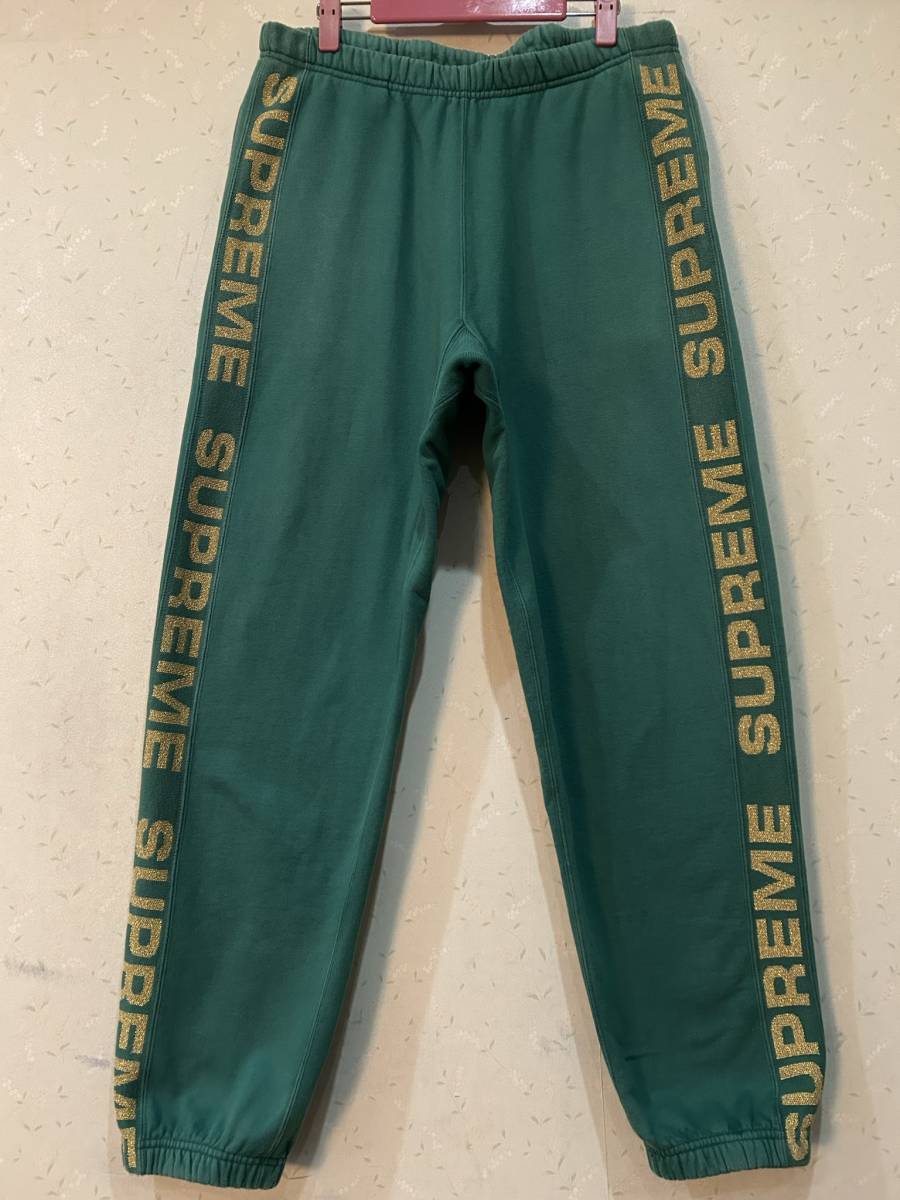 ※Supreme シュプリーム metallic rib sweatpants スウェットパンツ グリーン系 M 　　　　　　 BJBC.A_画像1