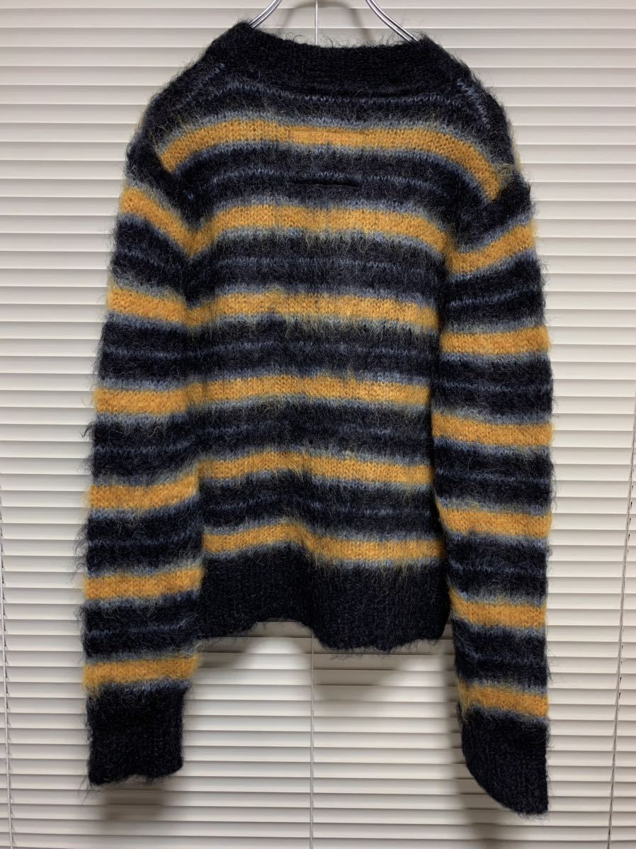 新品《 MARNI マルニ 》ブラッシュドモヘア ニット ストライプ 38 モヘア カーディガン ボーダー モヘヤ knit ブラック_画像5