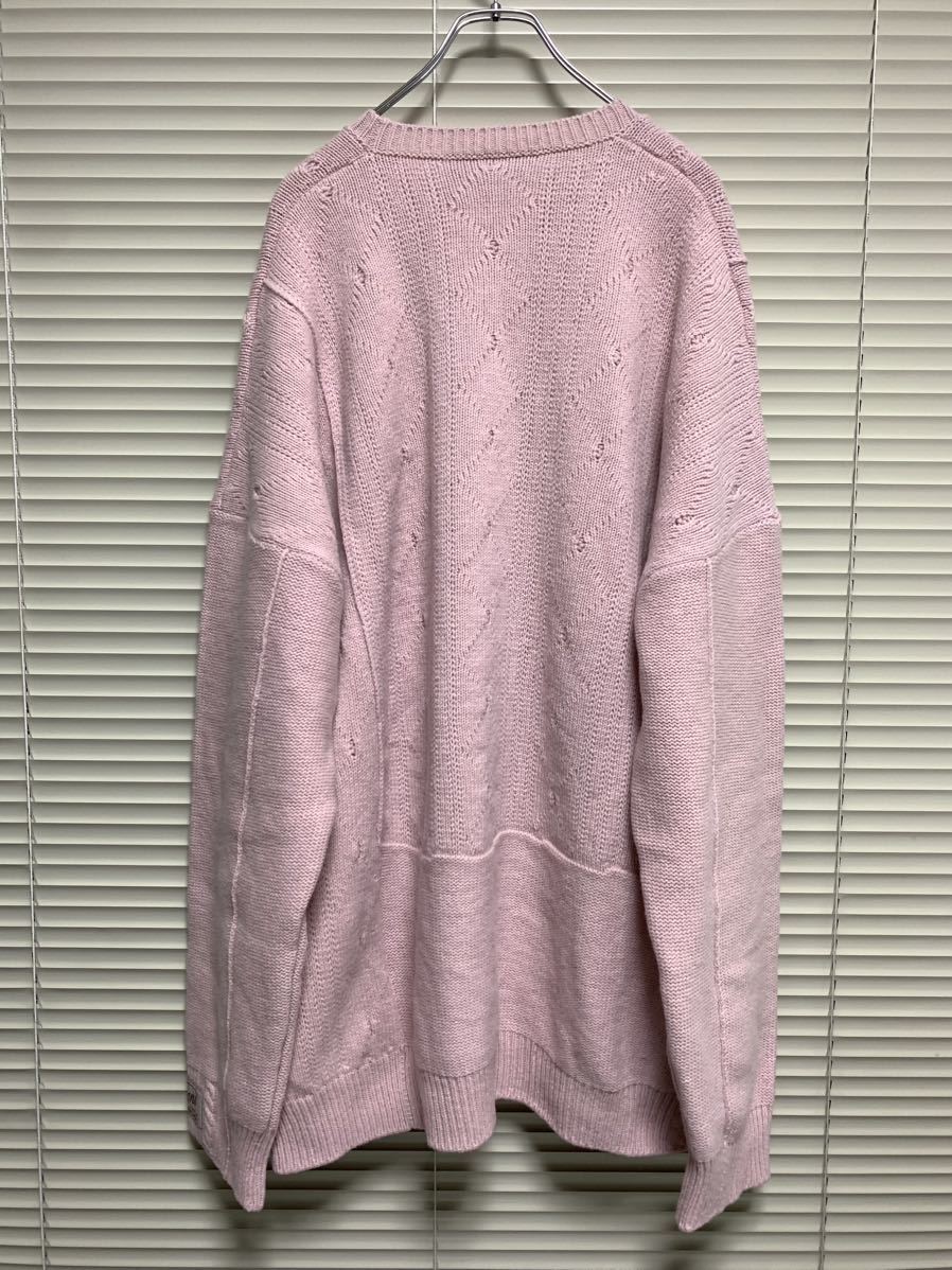 新品《 RAF SIMONS ラフシモンズ 》ルーズフィット ニット 2 / オーバーサイズ セーター カレッジ ロゴ プリント ピンク pink logo knit_画像3