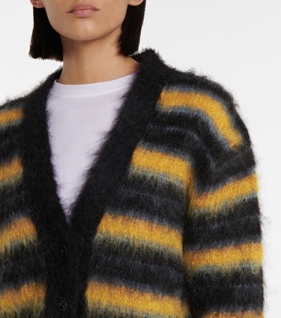 新品《 MARNI マルニ 》ブラッシュドモヘア ニット ストライプ 38 モヘア カーディガン ボーダー モヘヤ knit ブラック_画像4