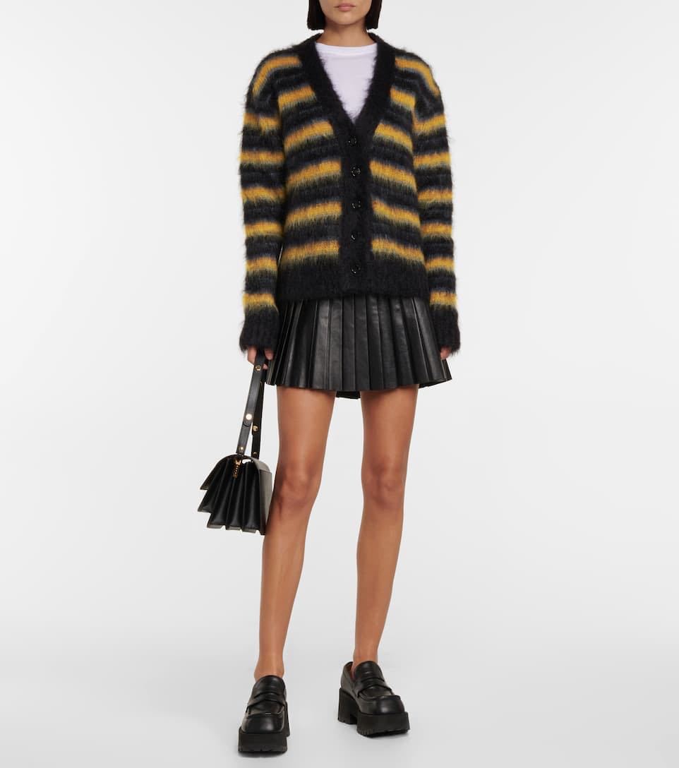 新品《 MARNI マルニ 》ブラッシュドモヘア ニット ストライプ 38 モヘア カーディガン ボーダー モヘヤ knit ブラック_画像2