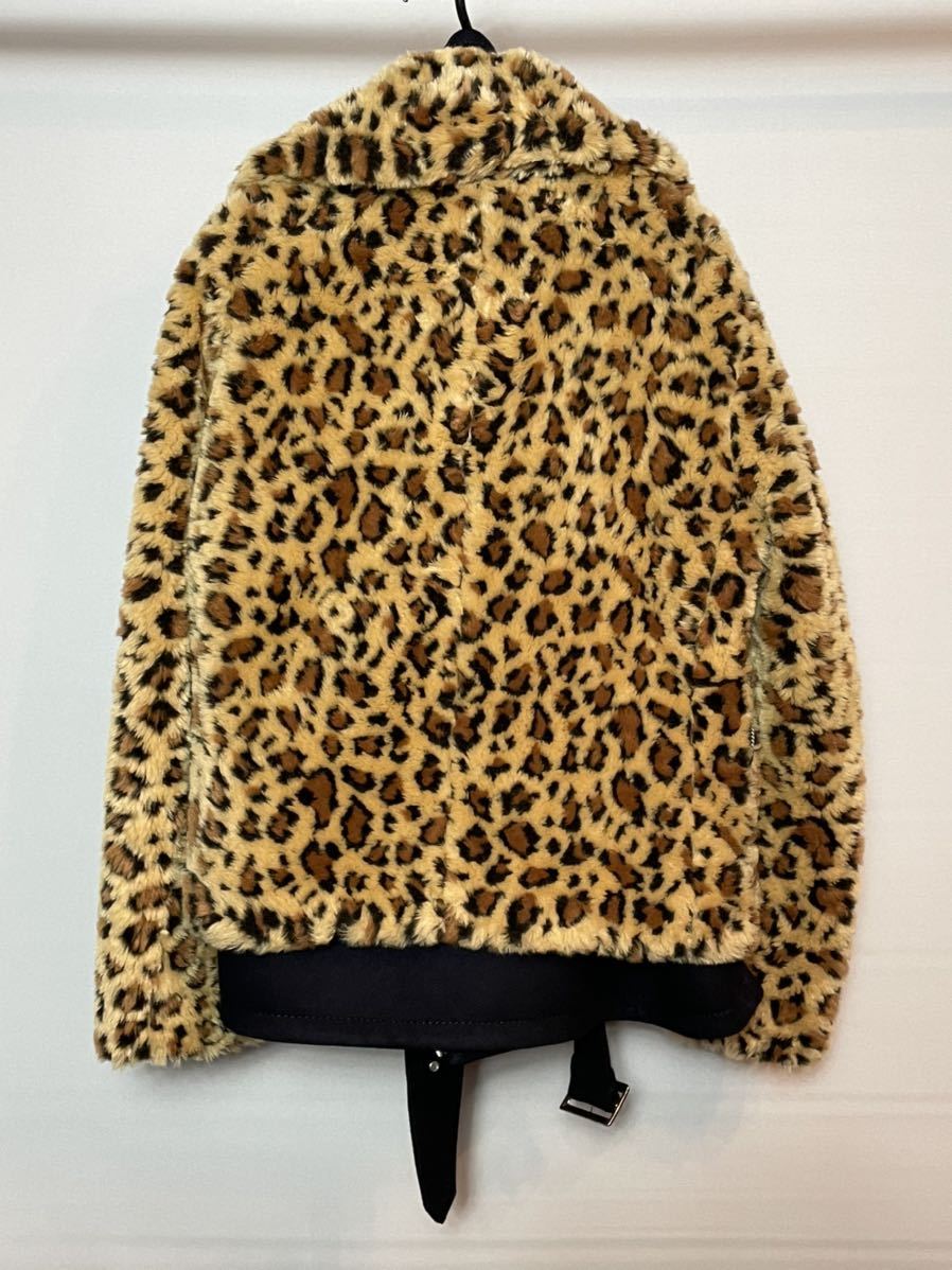 サイズ2 Sacai サカイ 19AW フェイクファー レオパード レイヤード ライダース ジャケット sacai Leopard Faux Fur  Jacket