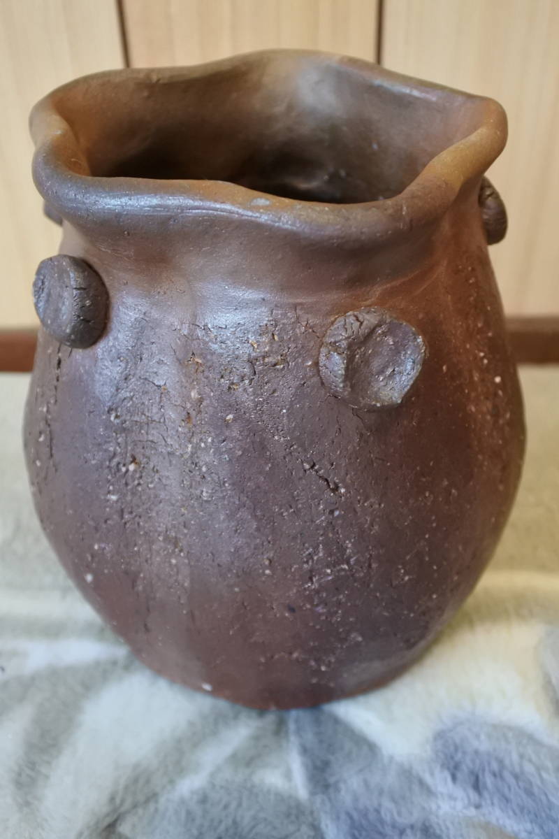 オープニング 備前焼 花器 壺 陶器 花瓶 花入れ 伝統工芸品 広口花瓶