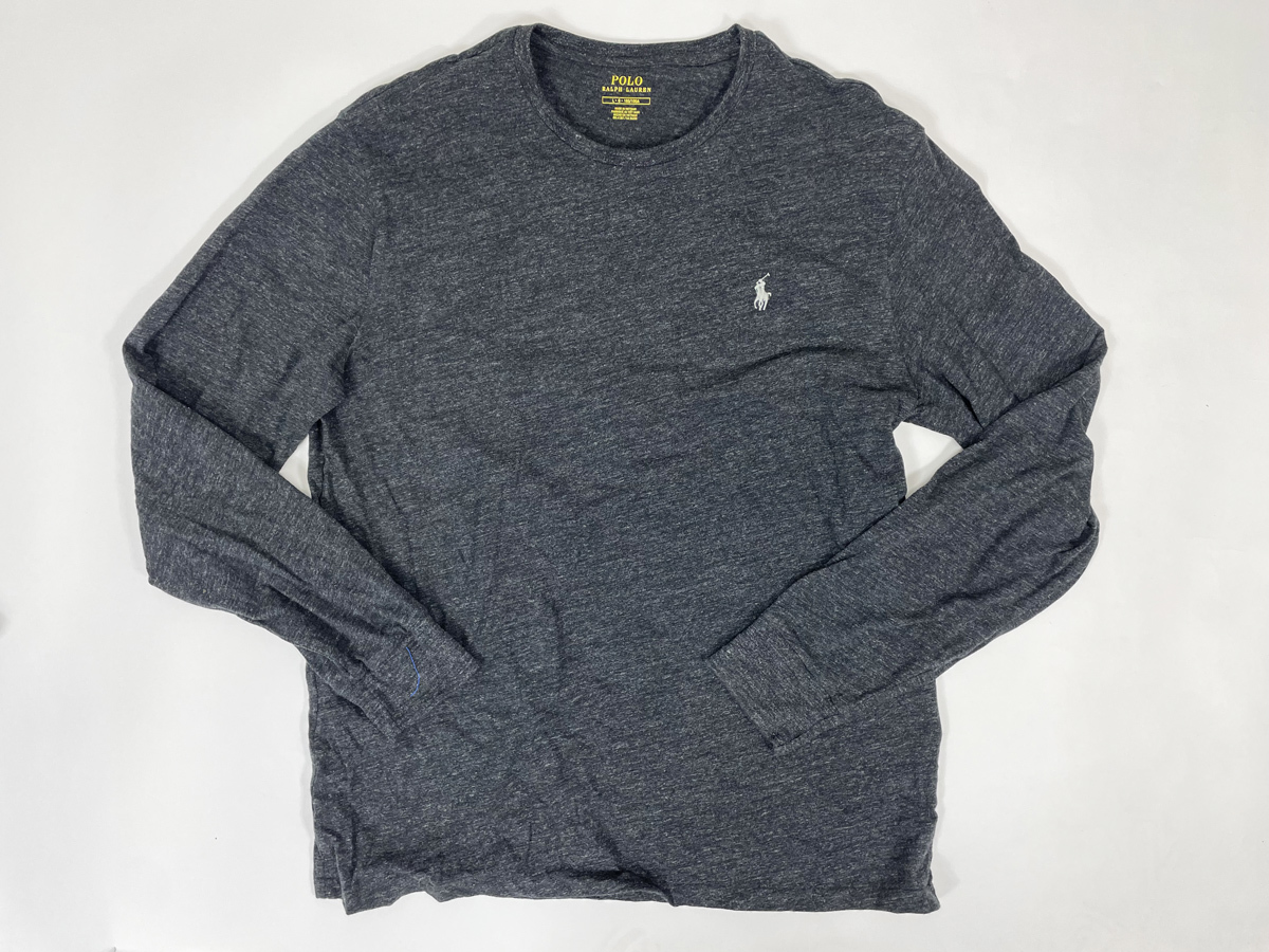 古着 b535 Lサイズ 無地 長袖Tシャツ ワンポイント polo ralph lauren ポロ ラルフ ローレン _画像1