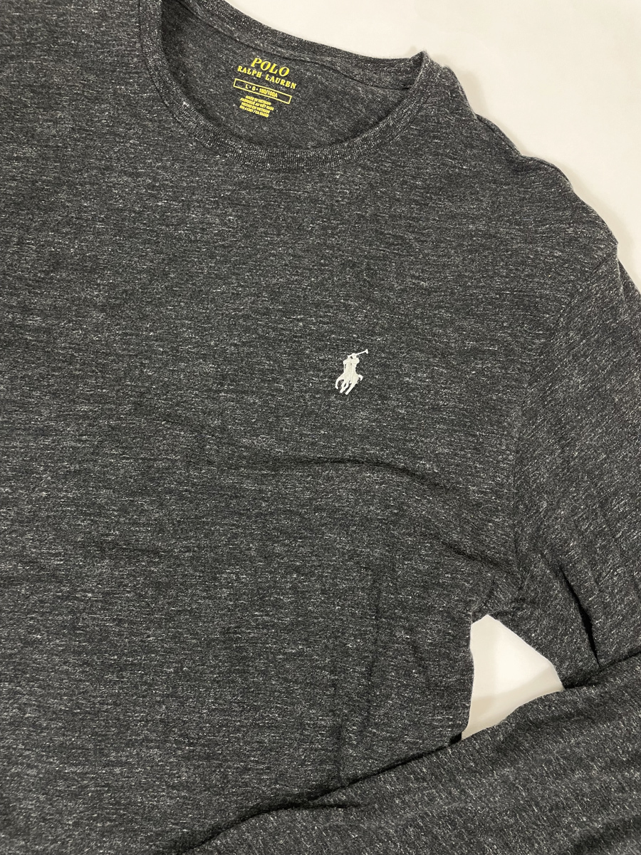 古着 b535 Lサイズ 無地 長袖Tシャツ ワンポイント polo ralph lauren ポロ ラルフ ローレン _画像2