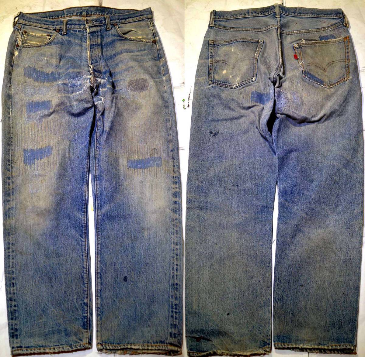 v357/LEVIS501 66前期 70's 激ヒゲ！凄まじい色落ちです イエロー_画像1