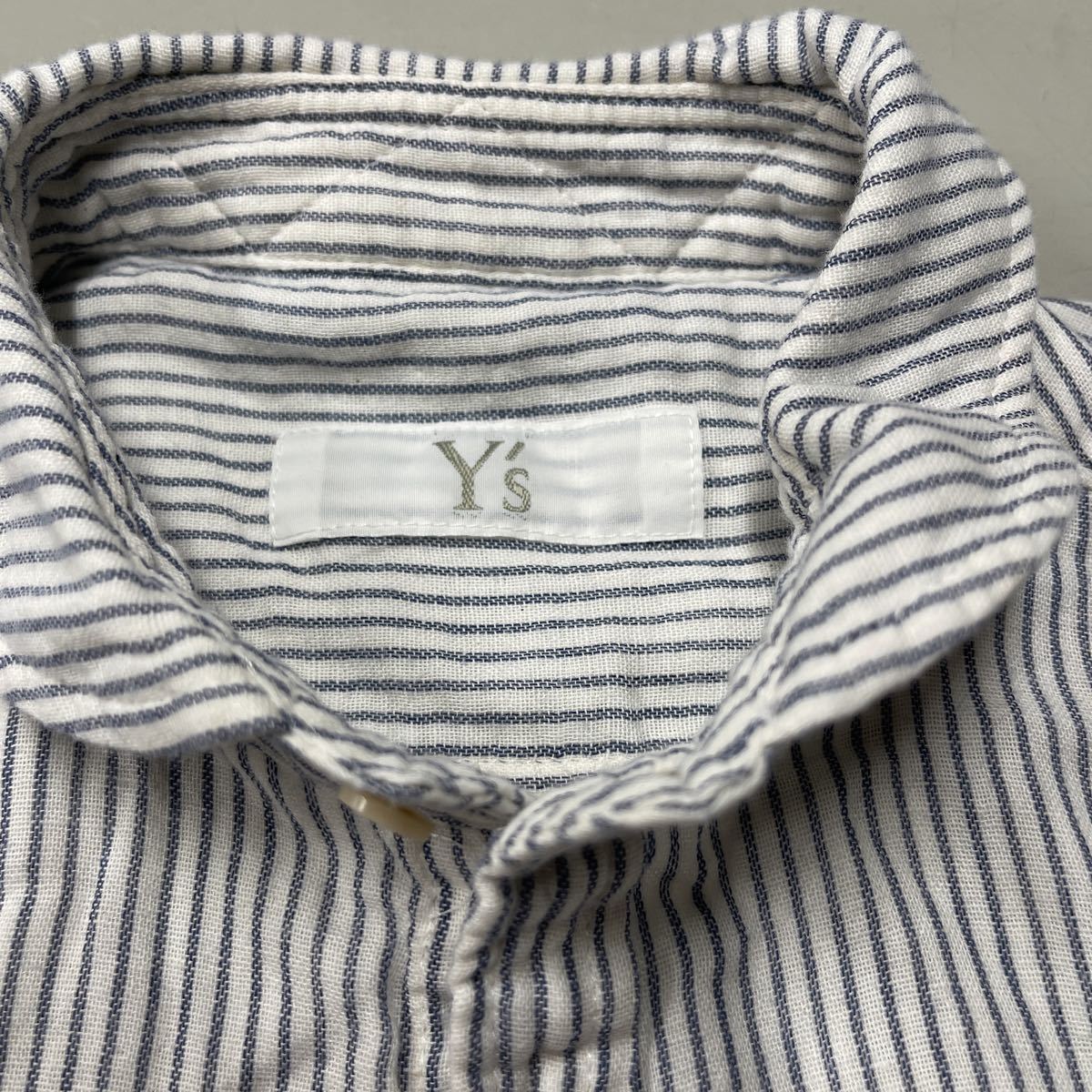 Y's Yohji Yamamoto ヨウジヤマモト 綿100 半袖 ガーゼシャツ サイズ1 ストライプ 日本製 MADE IN JAPANの画像3