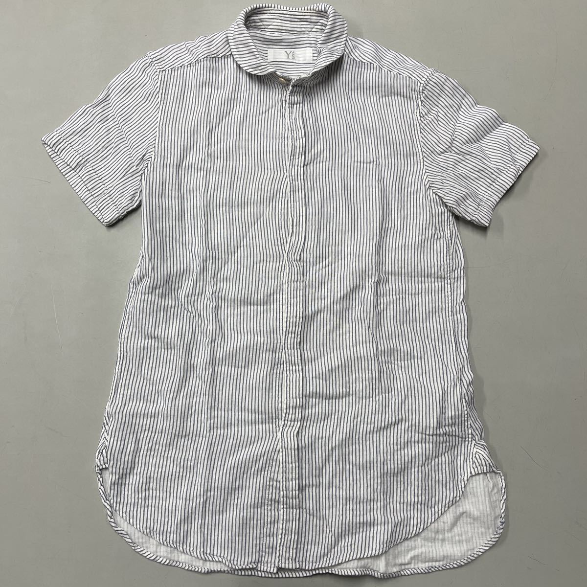 Y's Yohji Yamamoto ヨウジヤマモト 綿100 半袖 ガーゼシャツ サイズ1 ストライプ 日本製 MADE IN JAPANの画像1
