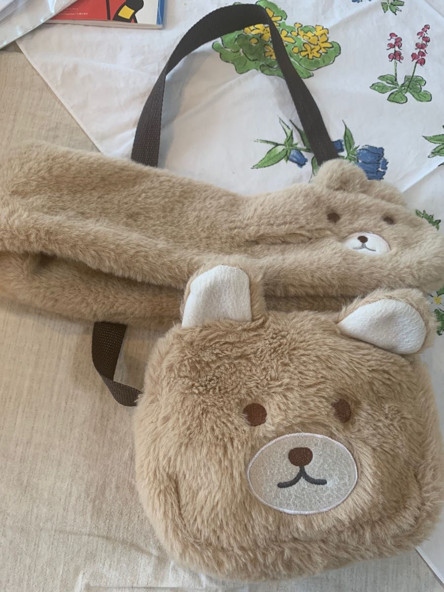 くま ふわふわポシェット マフラー 園児 未就学児