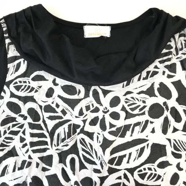 opti world★半袖チュニック【Women's size-2-3/M-L/黒/Black/花柄】Tops/Shirts/オプティ ワールド◆BH142_画像3