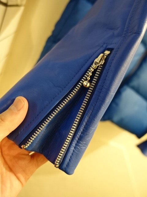 アンダーカバー 袖レザー ダウン ジャケット 青 美品 サイズ2 UCT9204