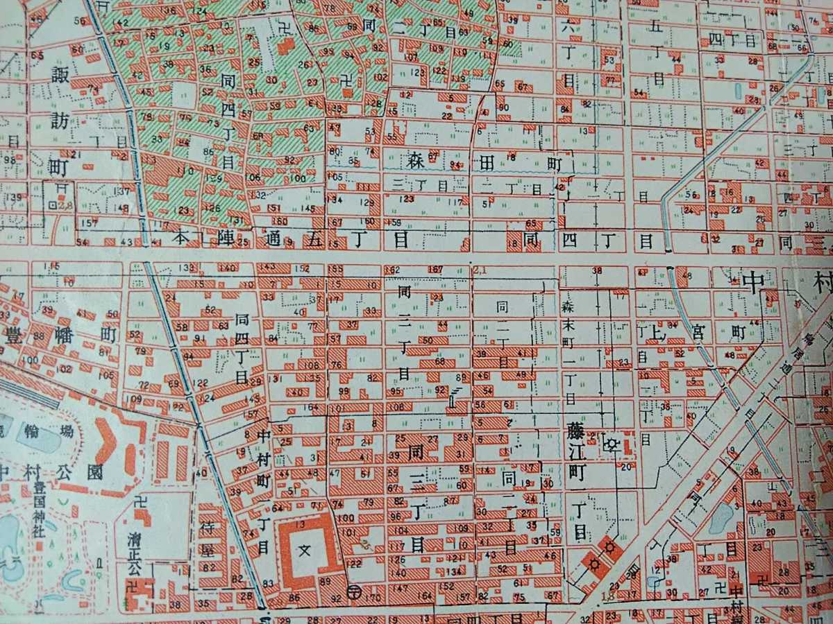 昭和28年修正測量[1万分の1地形図 名古屋西北部(傷み汚れ多し 昭和28年修正測量[1万分の1地形図 名古屋西北部(傷み汚れ多し