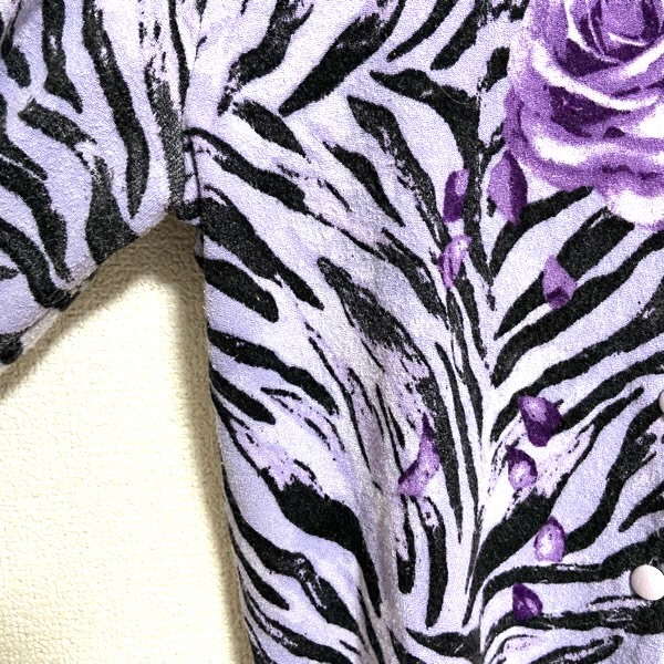 #anc Anna Molinari ANNAMOLINARI cardigan 44 light purple black Italy made animal pattern flower motif lady's [772100]