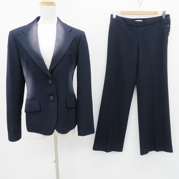 #apc Issey Miyake ISSEYMIYAKE pants suit setup two piece 3 navy blue black made in Japan beautiful goods lady's [776371]