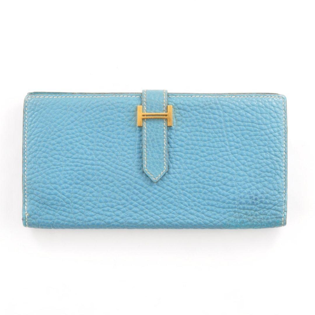 HERMES エルメス ベアン トリヨン ブルージーン ゴールド金具 長 HERMES エルメス ベアン トリヨン ブルージーン ゴールド金具 長