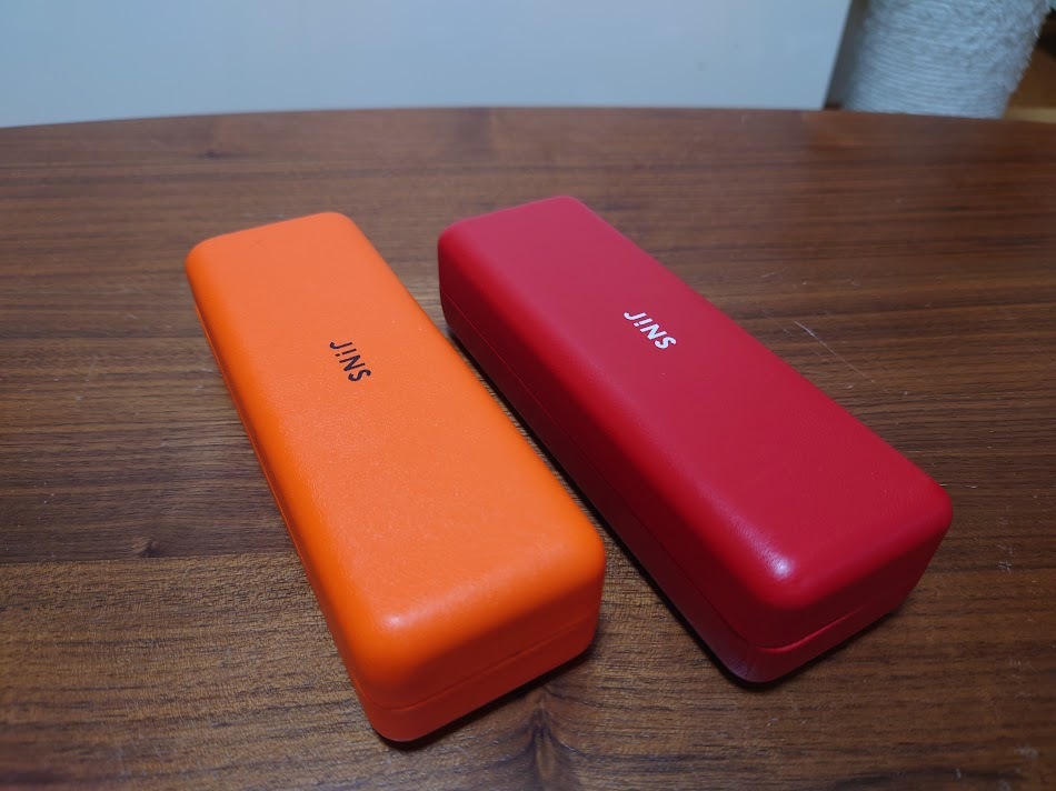 JINS ハード眼鏡ケース メガネケース 赤色&オレンジ2個セット(めがね