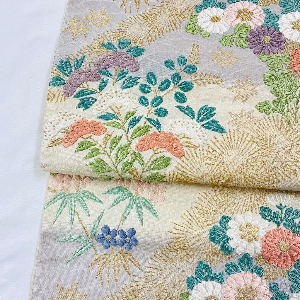 唐織 品のある花 袋帯 六通柄 正絹 金糸 楽ギフ_包装 www.villademar.com
