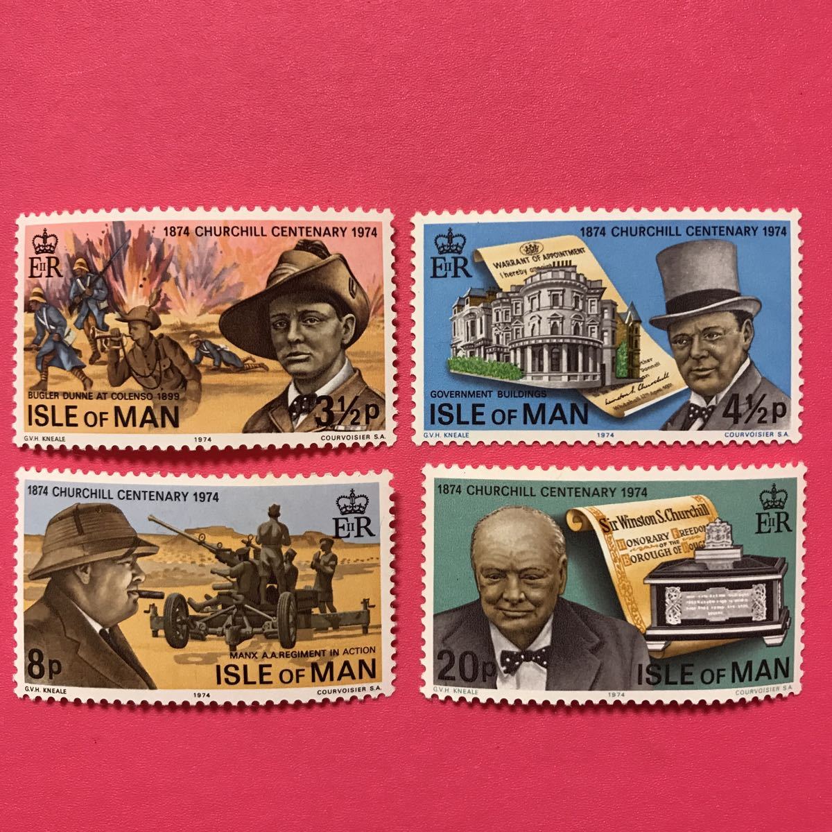  foreign unused stamp * Man island 1974 year Winston * Churchill raw .100 year 4 kind 
