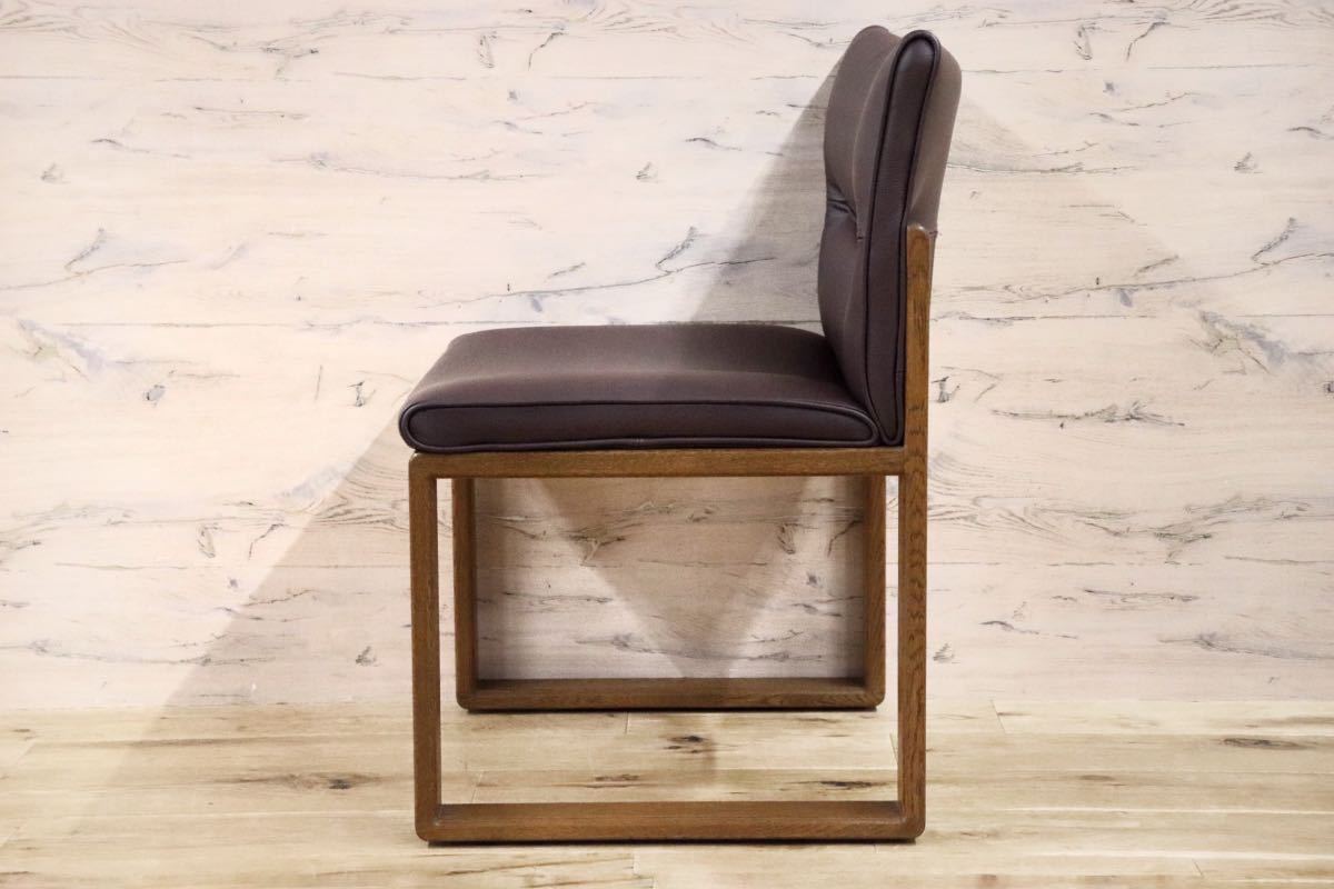 GMFK358B○CONDE HOUSE / カンディハウス ボルス ダイニングチェア サイドチェア 本革 楢材 定価約12.3万 新規張替え済_画像3