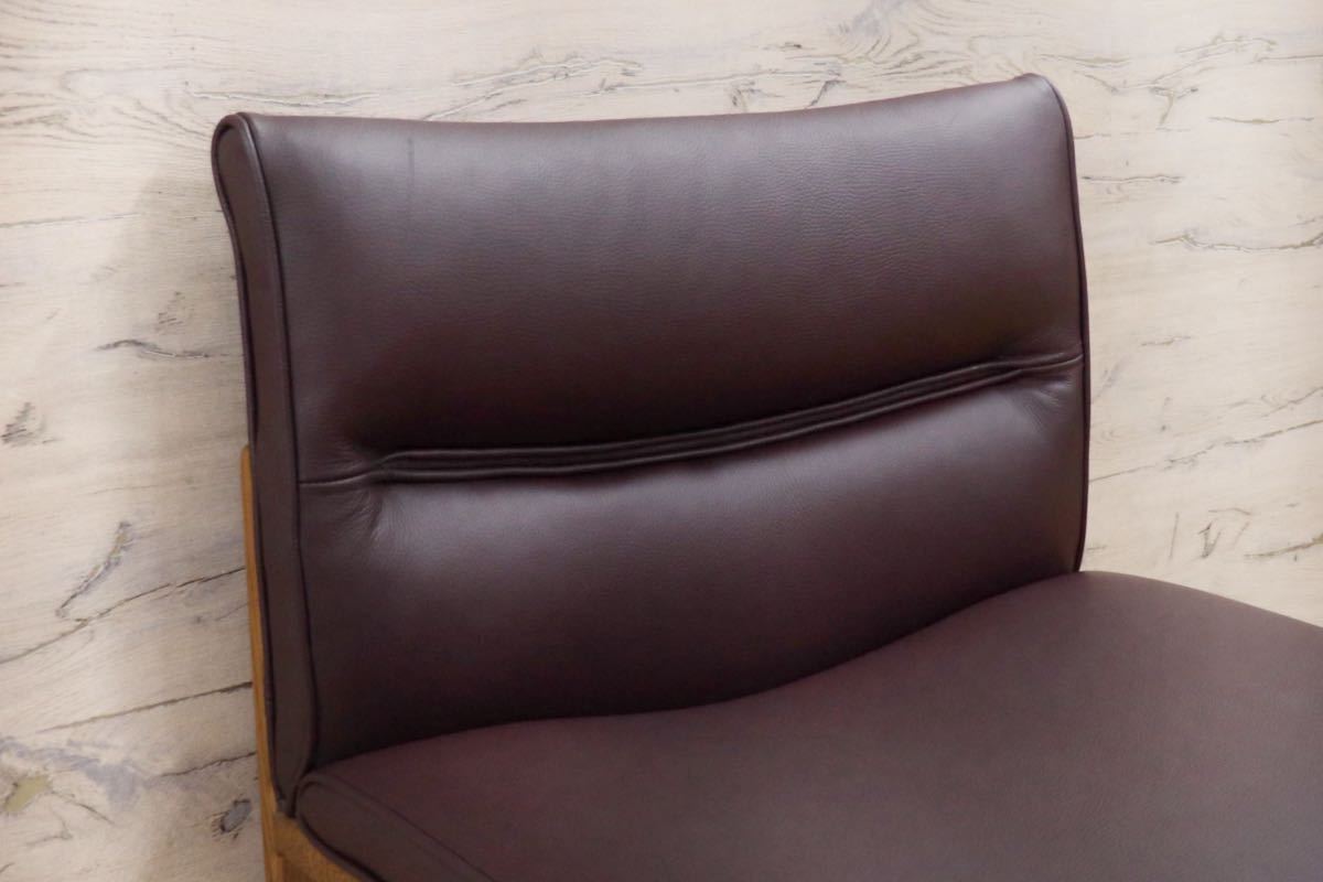 GMFK358B○CONDE HOUSE / カンディハウス ボルス ダイニングチェア サイドチェア 本革 楢材 定価約12.3万 新規張替え済_画像5
