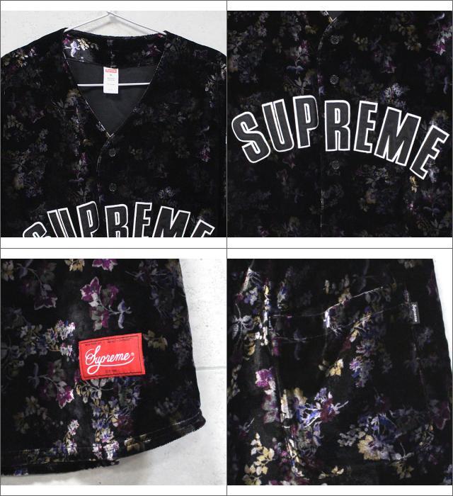 低価格 シュプリーム Supreme フローラル ベロア ベースボール シャツ