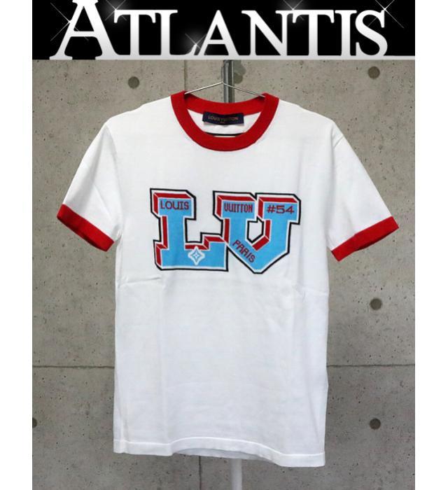 銀座店 ルイヴィトン 22AW ロゴグラフィック ニットTシャツ size:XS 白×赤