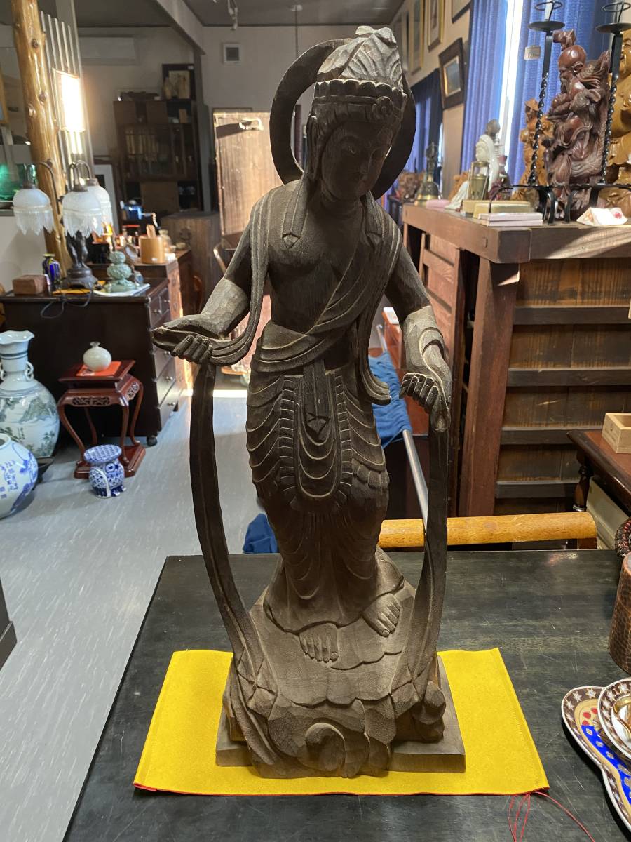仏像 木彫り 一刀彫り 骨董 アンティーク 観音菩薩像 www.esnmurcia.org