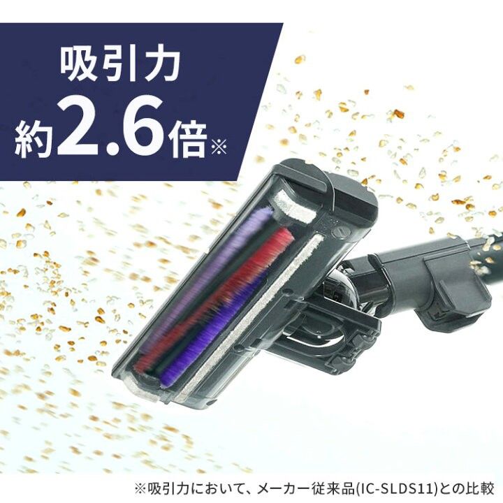 【新品予備バッテリー付き】アイリスオーヤマ サイクロンスティッククリーナー SCD-121P-HA アッシュナンバー